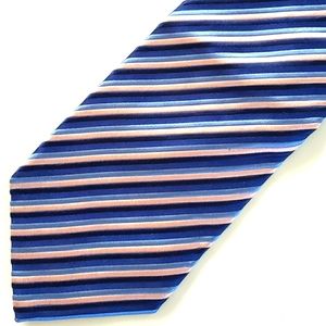 Charles Tyrwhitt silk necktie blue, pink and white striped